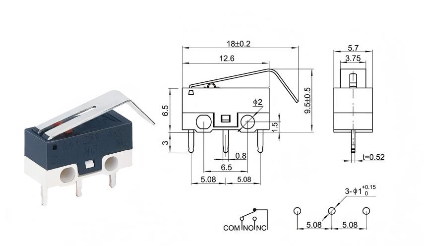 సిల్వర్ డాట్ కర్వ్డ్ హ్యాండిల్ మౌస్ స్విచ్